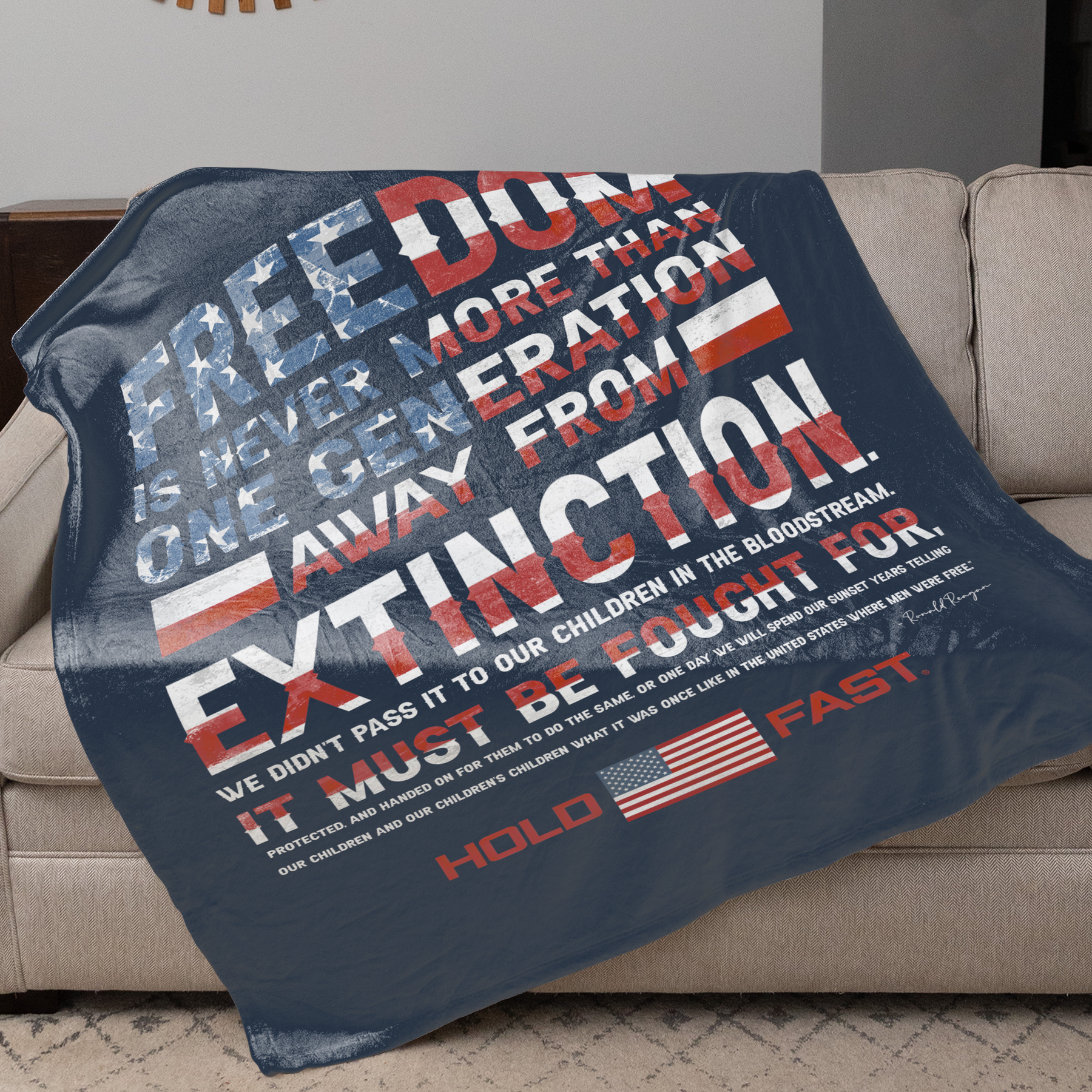 HOLD FAST Reagan Freedom Fleece Blanket