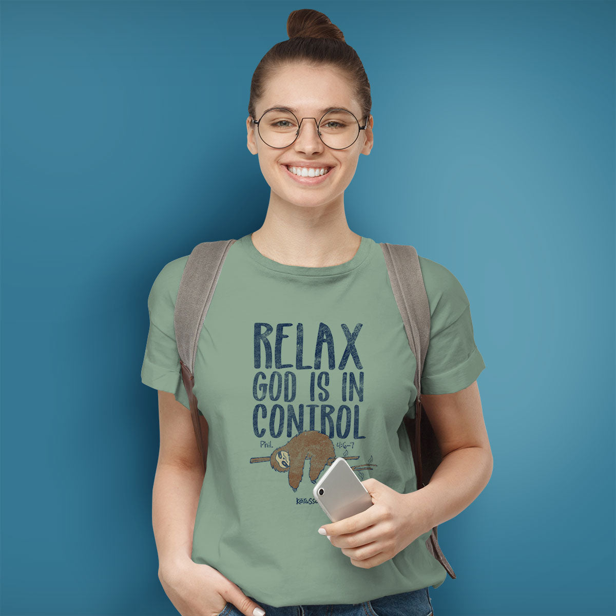 Kerusso Christian T-Shirt God Is In Control Philippians 4:6-7