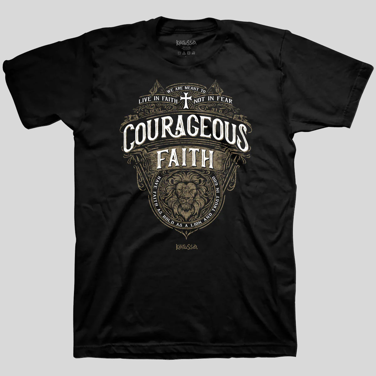 Kerusso Christian T-Shirt Courageous Faith Proverbs 28:1 Main image