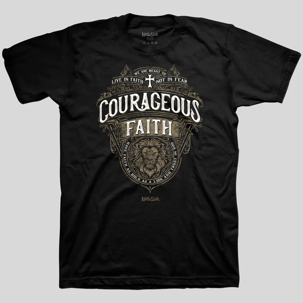 Kerusso Christian T-Shirt Courageous Faith Proverbs 28:1