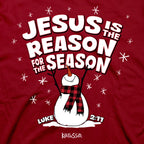 Kerusso Christmas T-Shirt Jesus Is The Reason Snowman