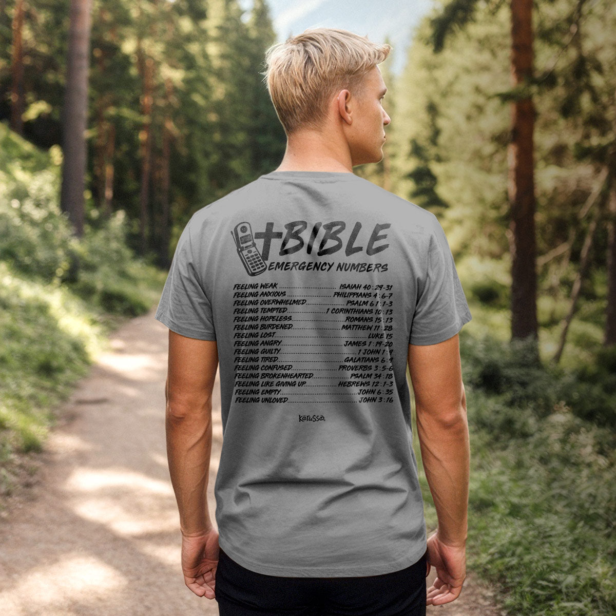 Kerusso Christian T-Shirt Bible Emergency Numbers