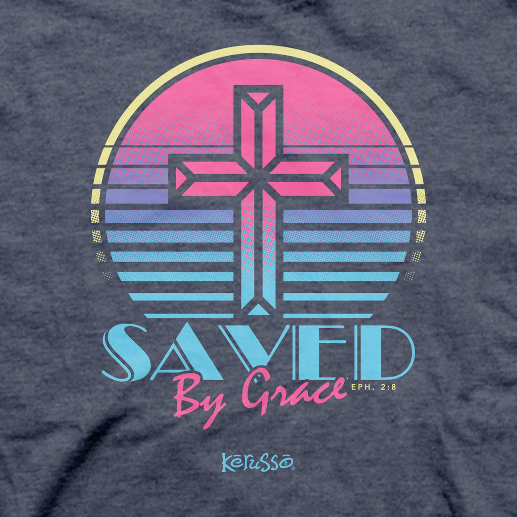 Kerusso Womens T-Shirt Saved By Grace Cross
