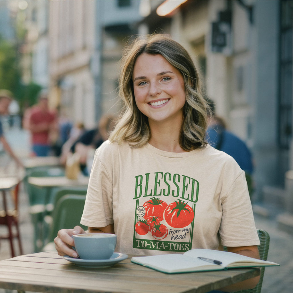 Kerusso Womens T-Shirt Blessed To-ma-toes