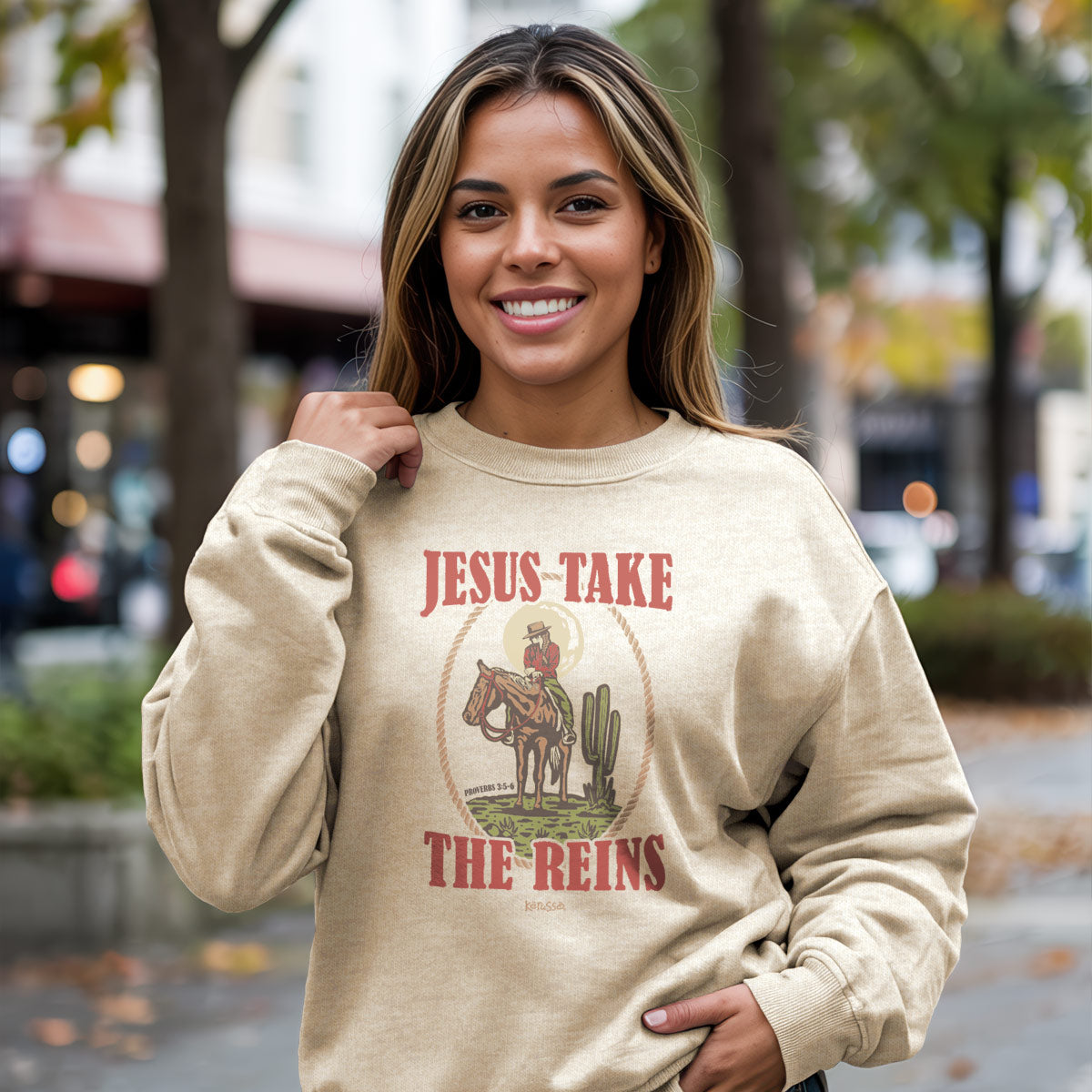 Kerusso Womens Sweatshirt Jesus Take The Reins