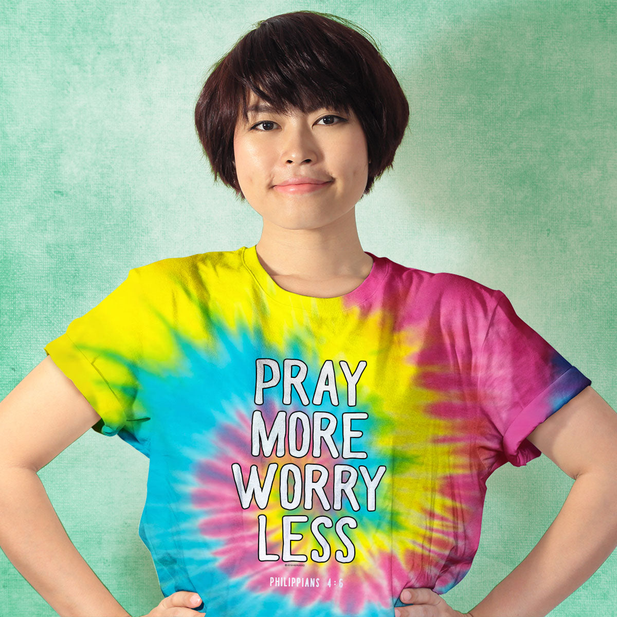 Kerusso Christian Tie Dye T-Shirt Pray More Spiral Adult Small