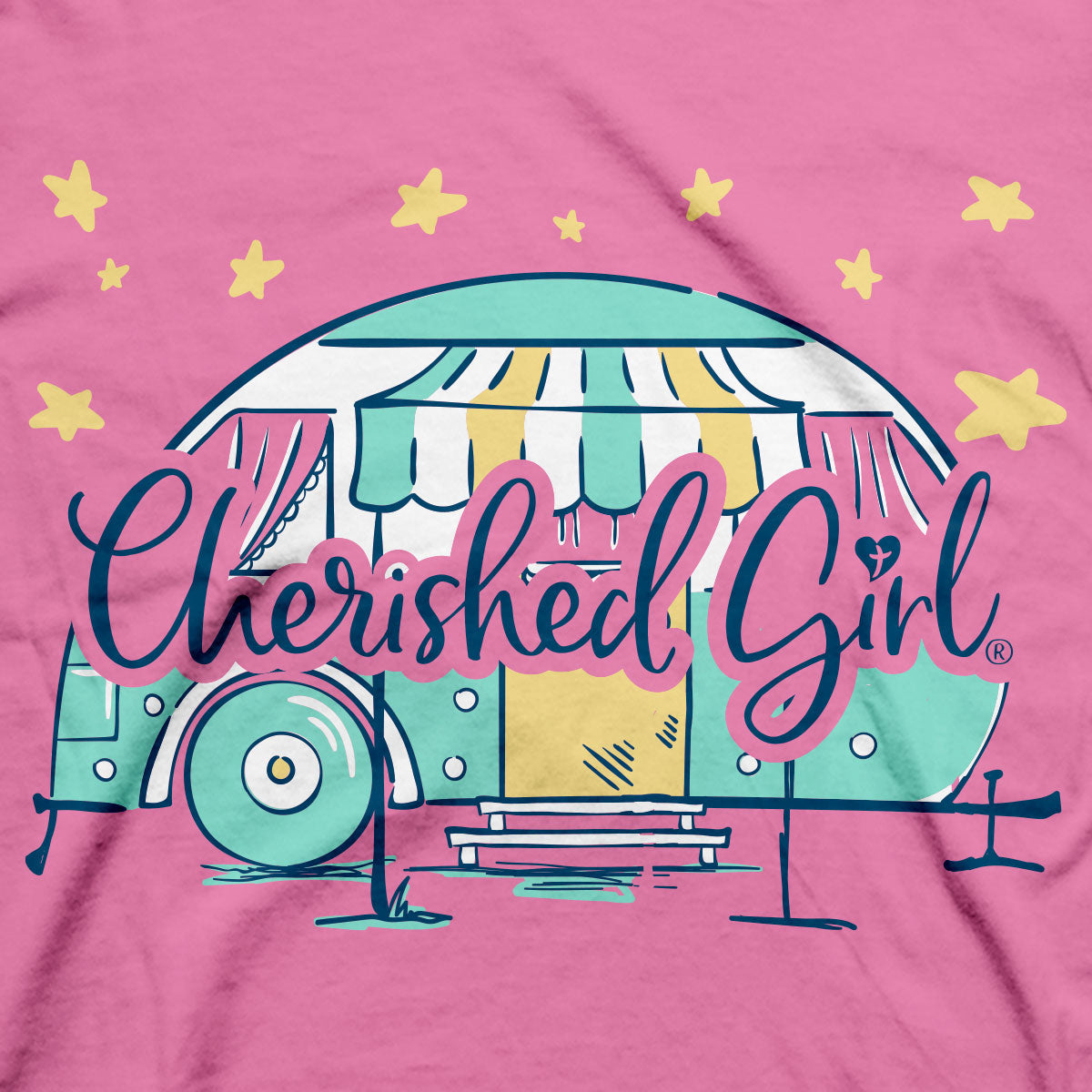 Cherished Girl Womens T-Shirt Camping With Jesus
