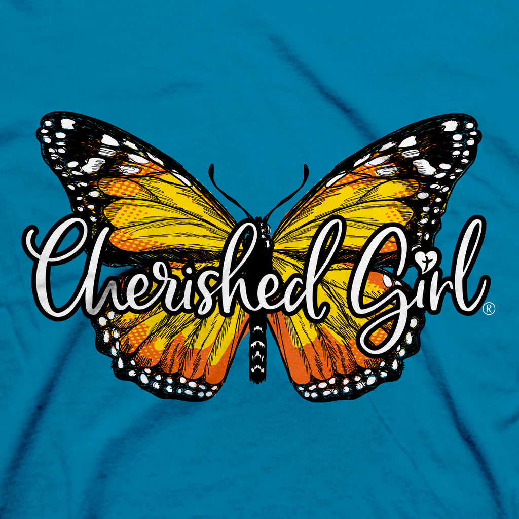 Cherished Girl Womens T-Shirt Butterfly Transformation