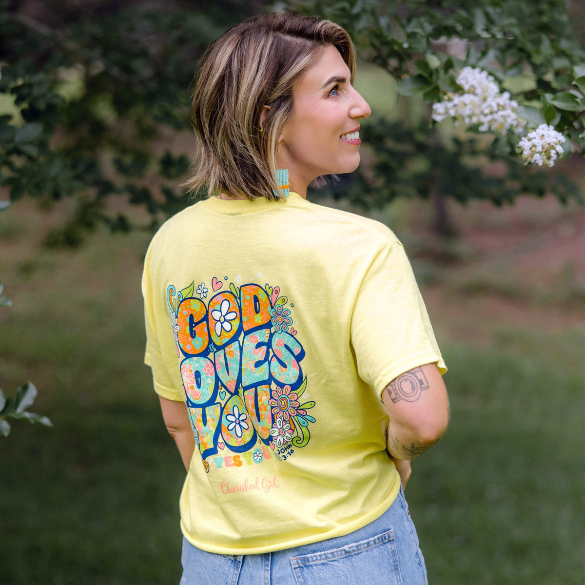 Cherished Girl Womens T-Shirt God Loves You