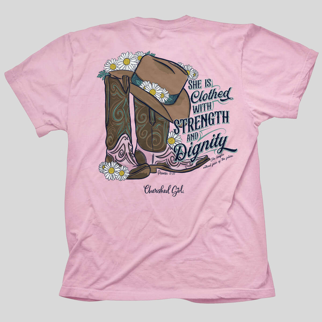Cherished Girl Womens T-Shirt Strength Boots