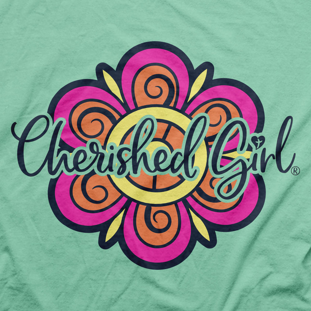 Cherished Girl Womens T-Shirt Blessed Is She Who Has Believed
