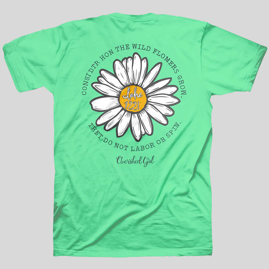 Cherished Girl Womens T-Shirt Wildflowers