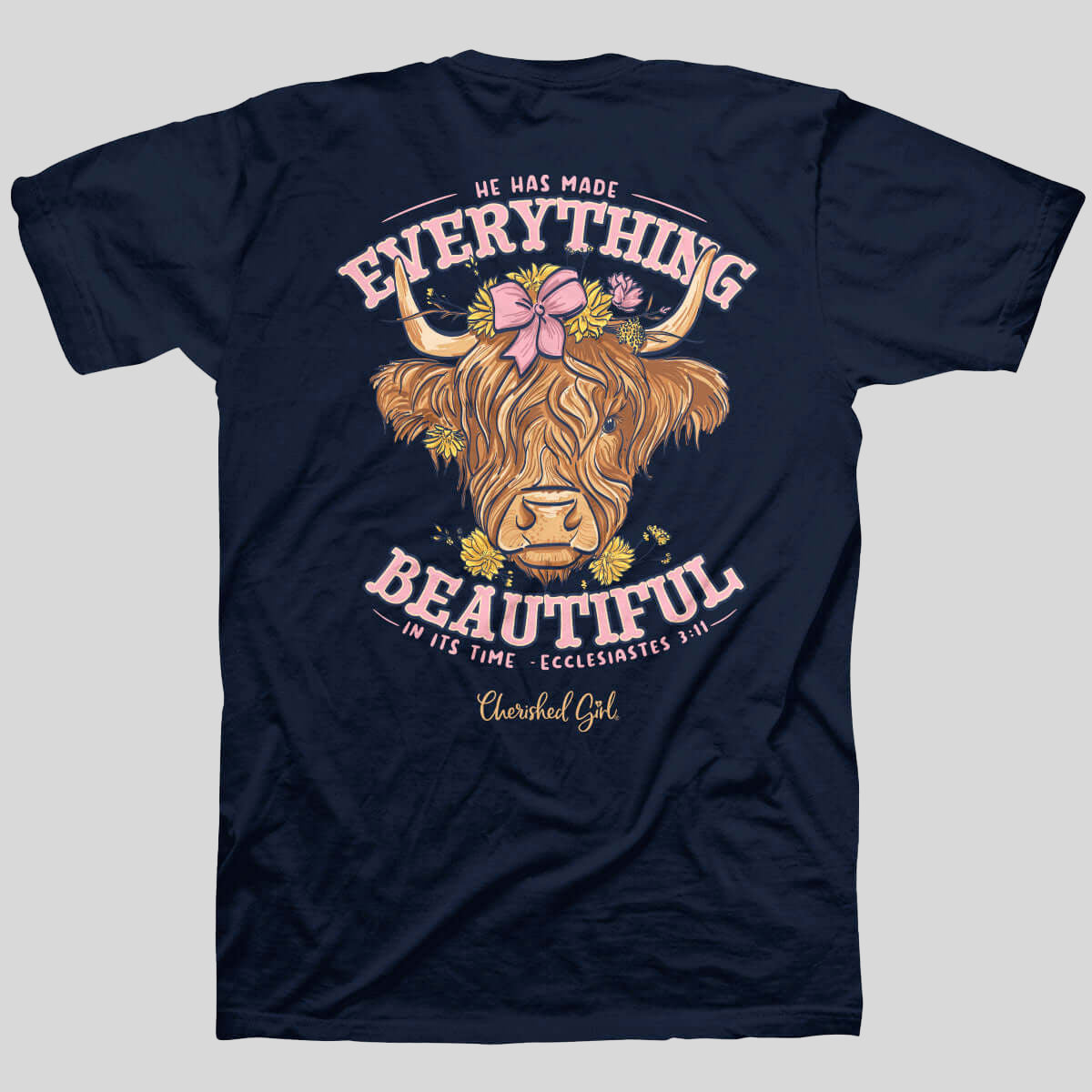 Cherished Girl Womens T-Shirt Highland Cow Main image