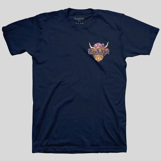 Cherished Girl Womens T-Shirt Highland Cow