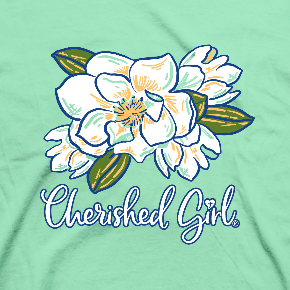 Cherished Girl Womens T Shirt Amazing Grace Magnolia Front Closeup