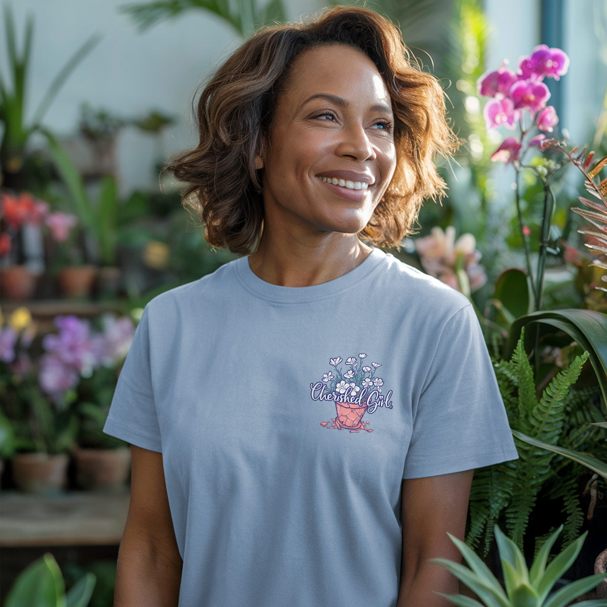 Cherished Girl Womens T-Shirt Blooms