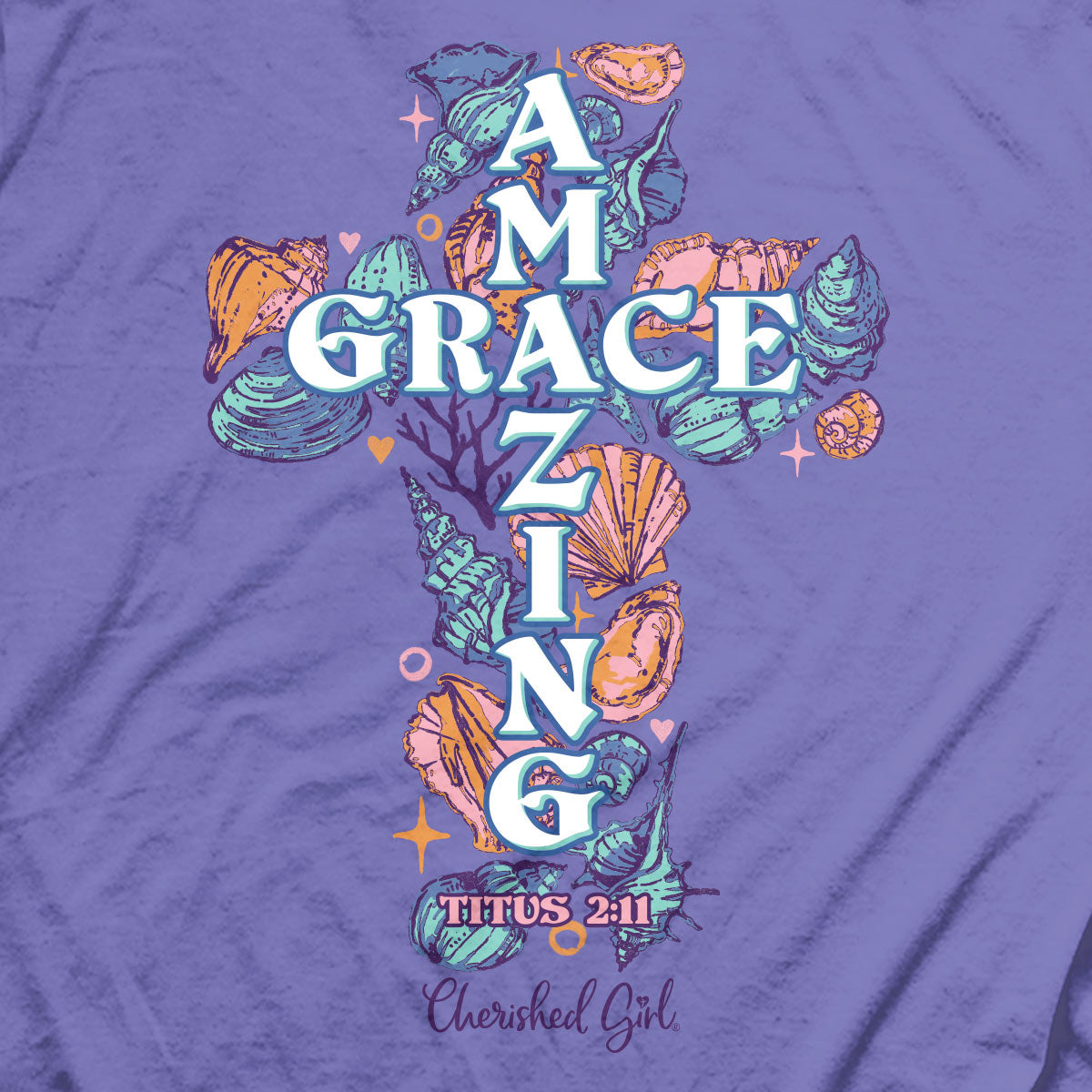 Cherished Girl Womens T-Shirt Amazing Grace Shells