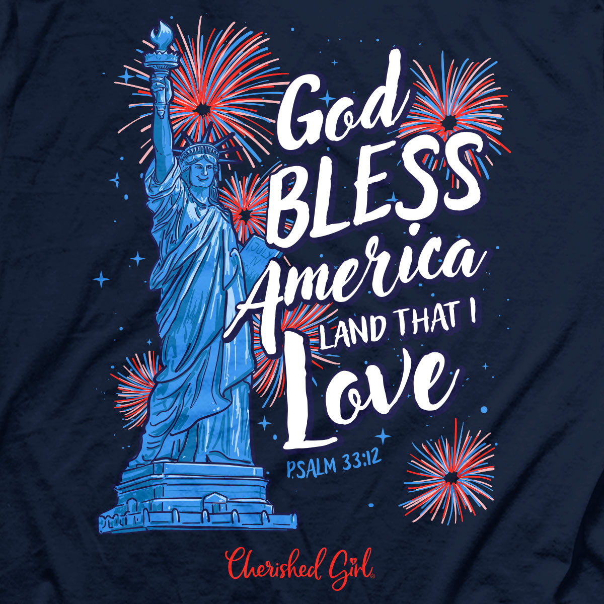 Cherished Girl Womens T-Shirt God Bless America