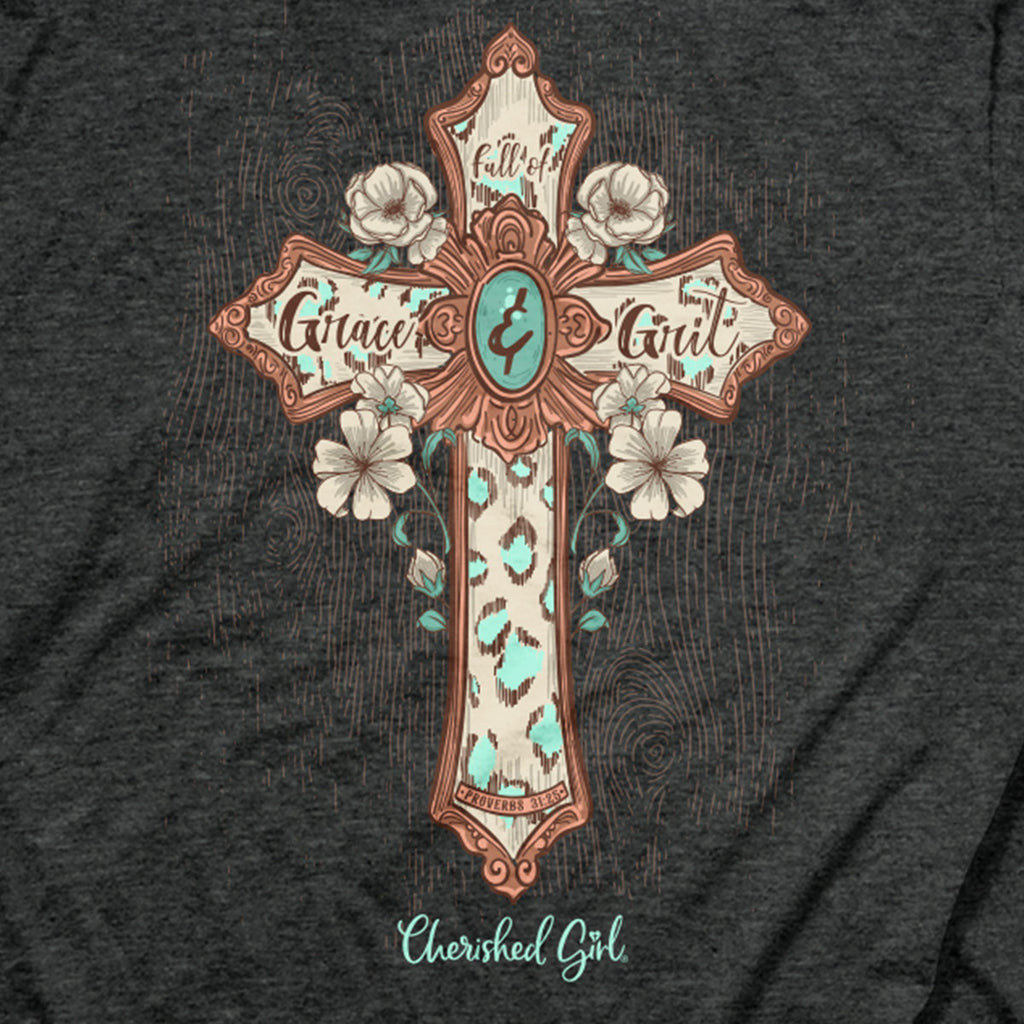 Cherished Girl Womens T-Shirt Turquoise Cross