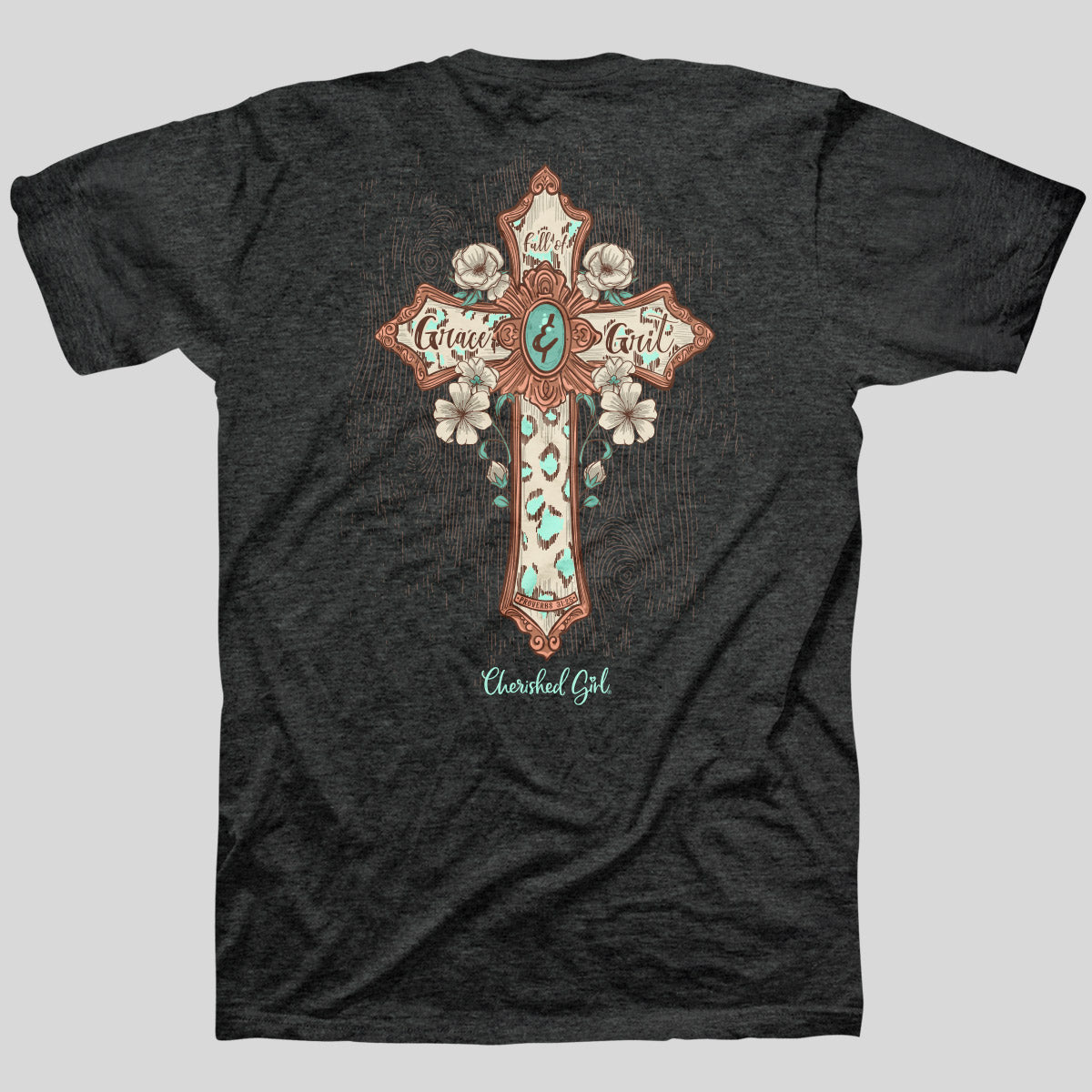 Cherished Girl Womens T-Shirt Turquoise Cross Main image