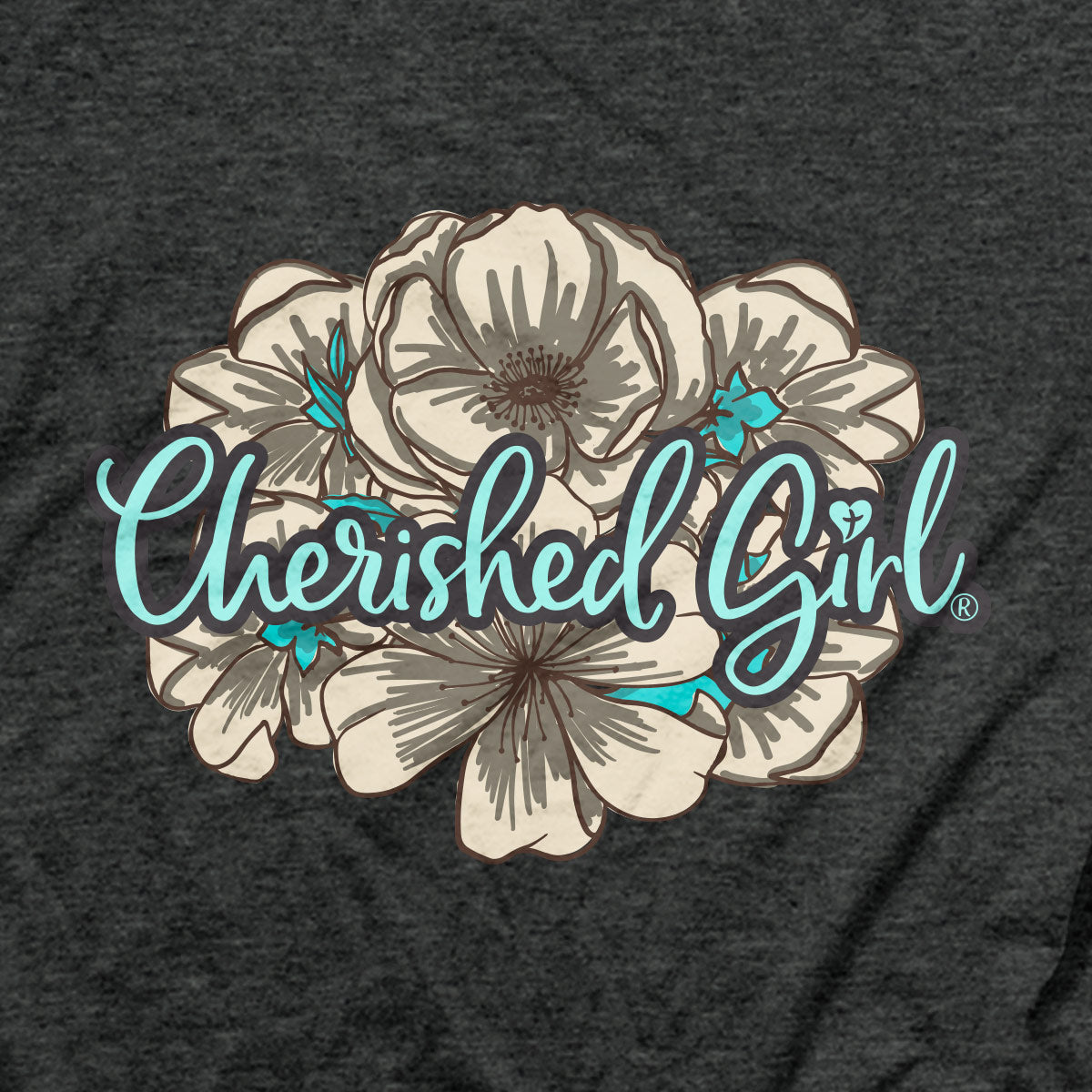 Cherished Girl Womens T-Shirt Turquoise Cross