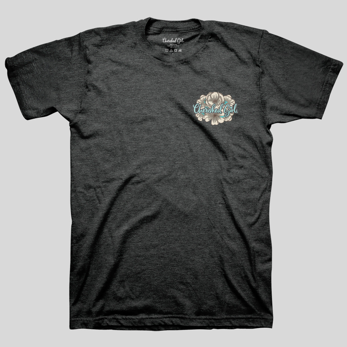 Cherished Girl Womens T-Shirt Turquoise Cross