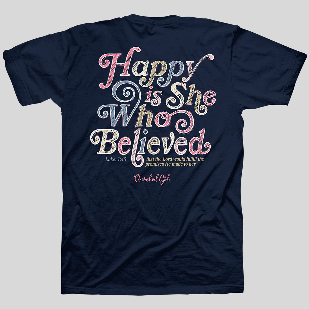 Cherished Girl Womens T-Shirt Happy Is She