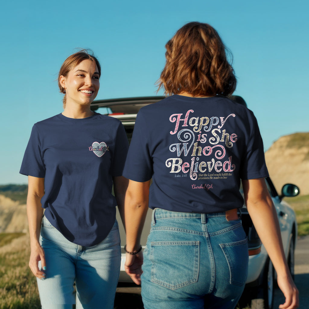 Cherished Girl Womens T-Shirt Happy Is She