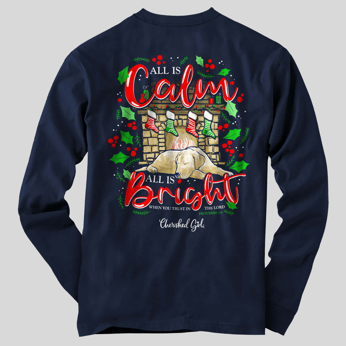 Cherished Girl Womens Long Sleeve T-Shirt Calm And Bright Proverbs 3:5