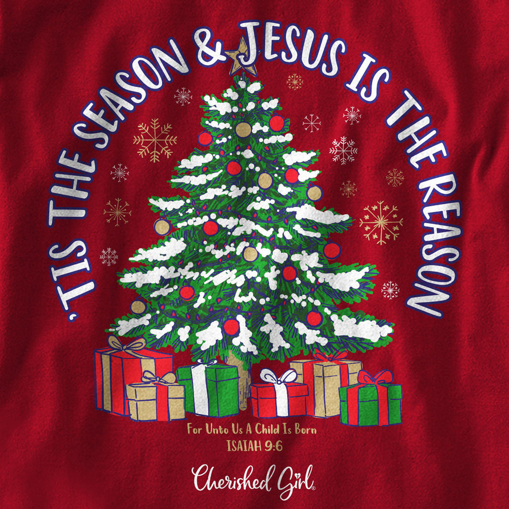 Cherished Girl Womens Long Sleeve T-Shirt Christmas Tree