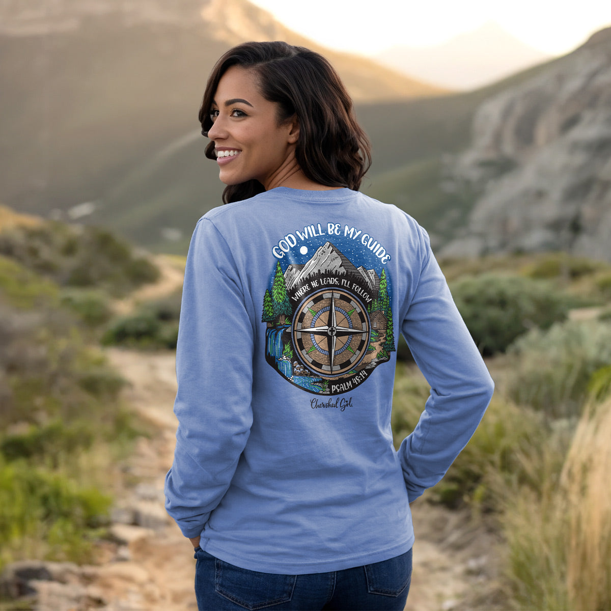 Cherished Girl Womens Long Sleeve T-Shirt Compass