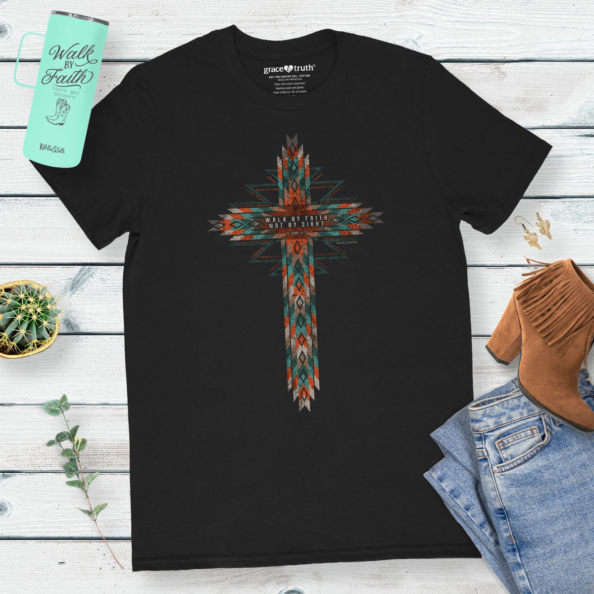 grace & truth Womens T-Shirt Southwestern Cross