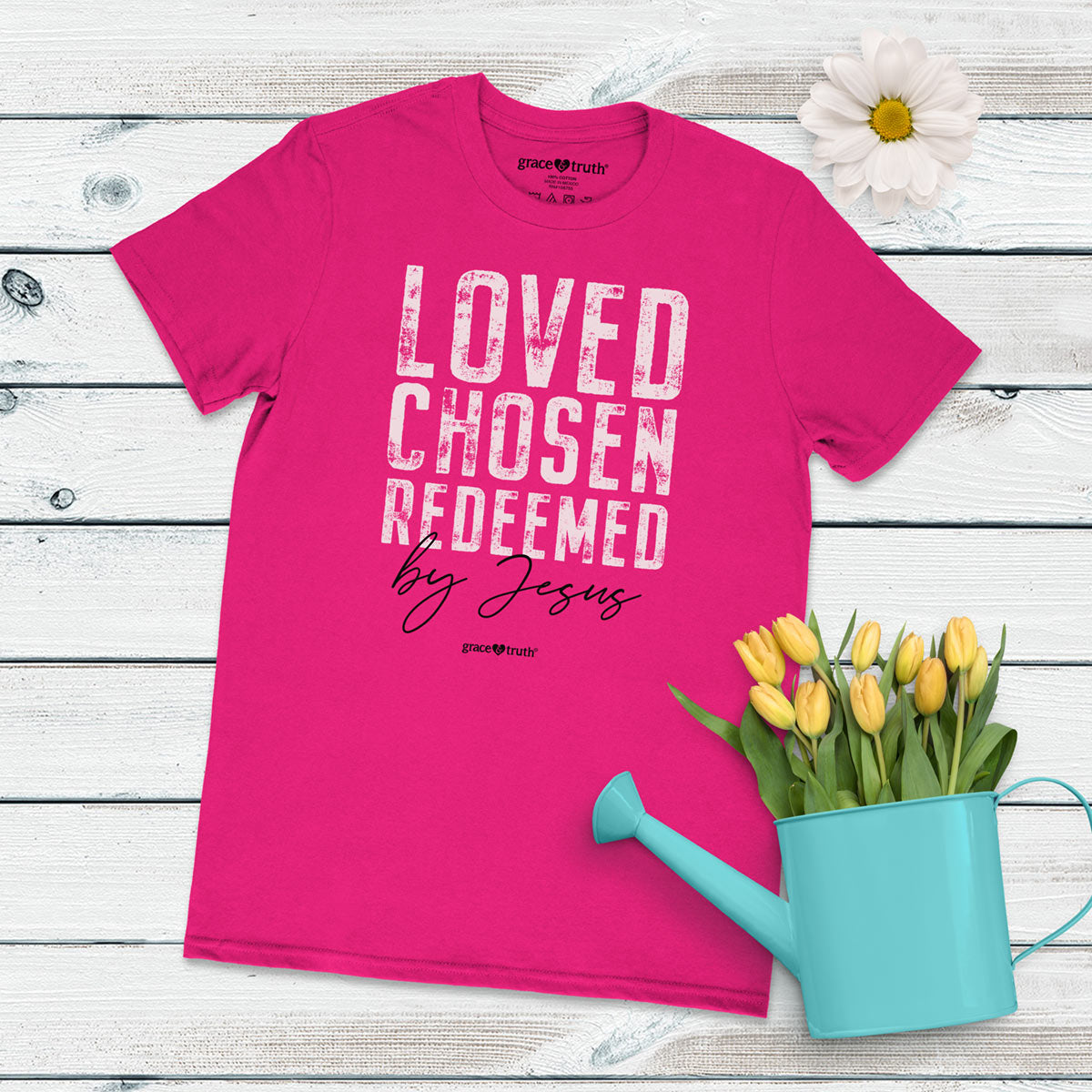 grace & truth Womens T-Shirt Redeemed By Jesus