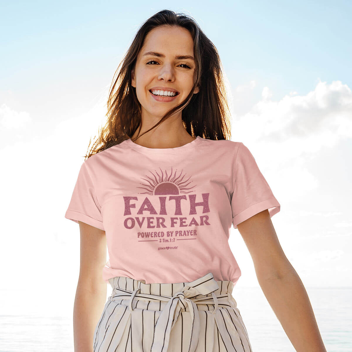 Grace And Truth Womens T Shirt Faith Prayer Female Model