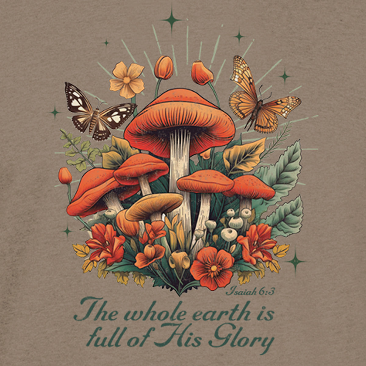 grace & truth Womens Hooded T-Shirt Mushrooms Secondary image