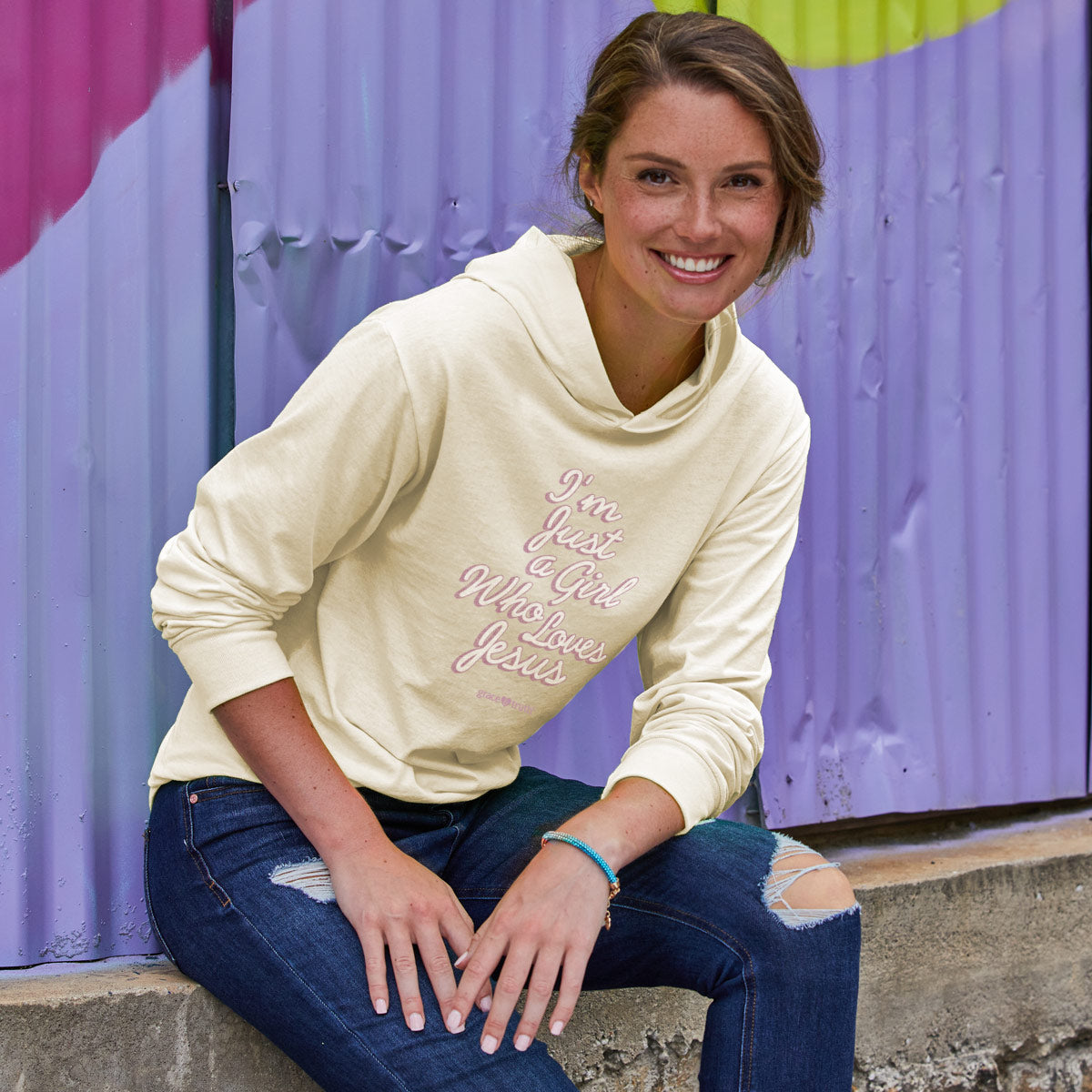 grace & truth Womens Hooded T-Shirt Just A Girl