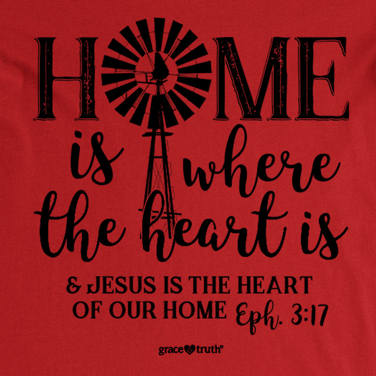 grace & truth Womens V-Neck T-Shirt Home Is Where The Heart Is
