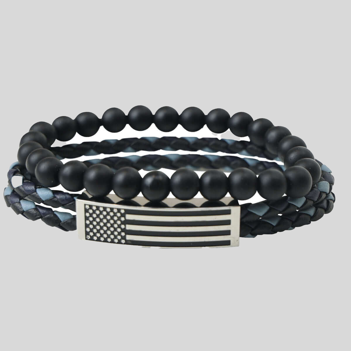 HOLD FAST Mens Bracelet Flag Wrap Braided Bead Main image