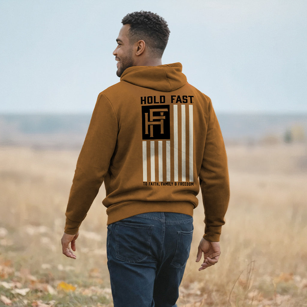 HOLD FAST Mens Hoodie Interlocking Logo Flag