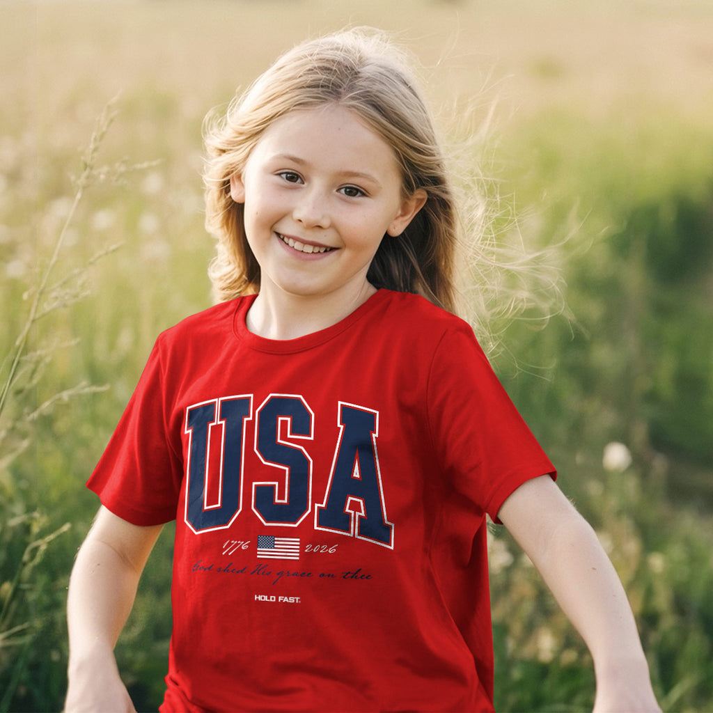 HOLD FAST Kidz T-Shirt USA Strong Red