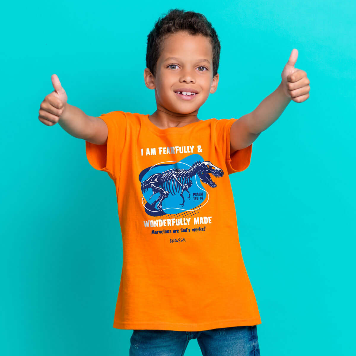 Kerusso Kids T-Shirt Wonderfully Made Dinosaur