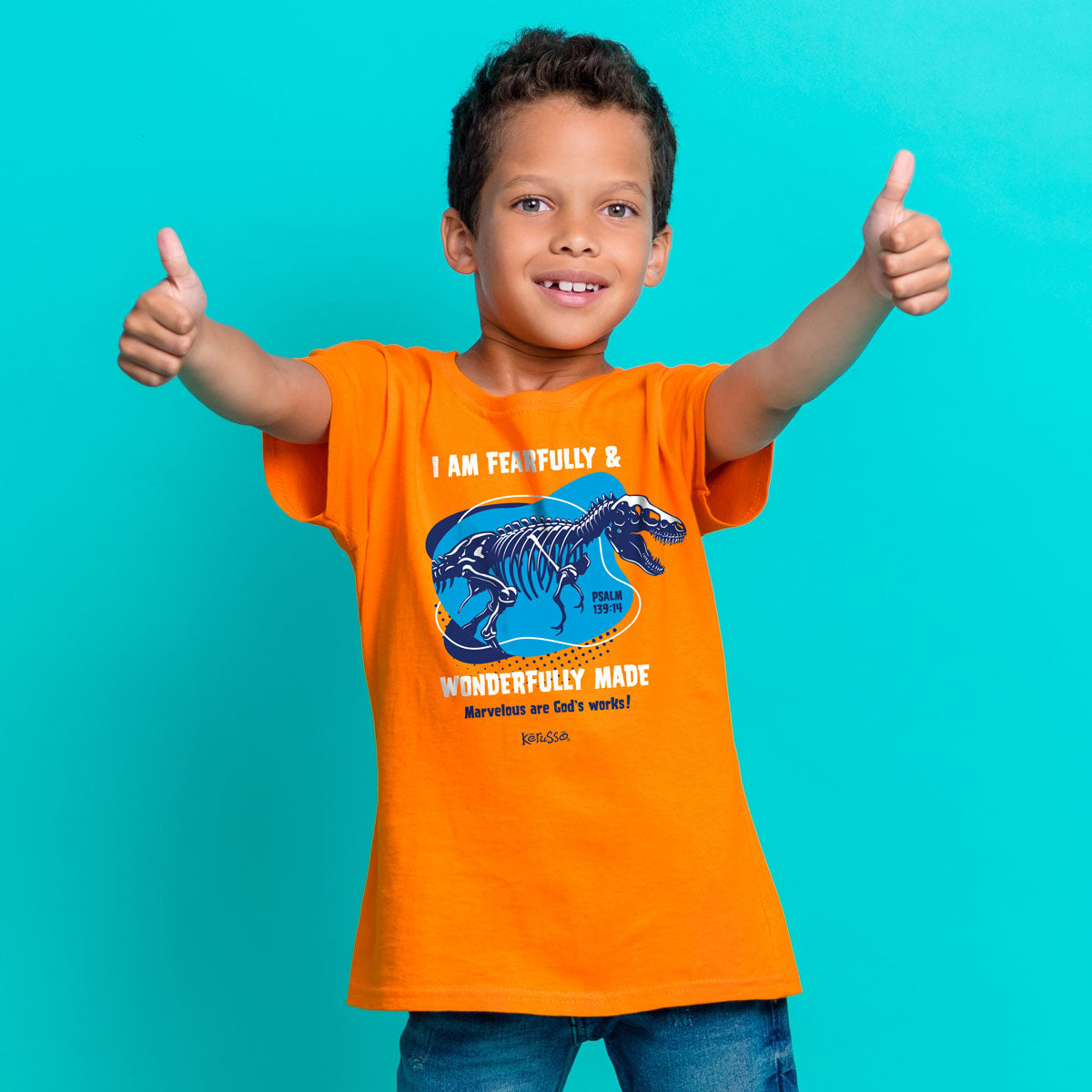 Kerusso Kids T-Shirt Wonderfully Made Dinosaur