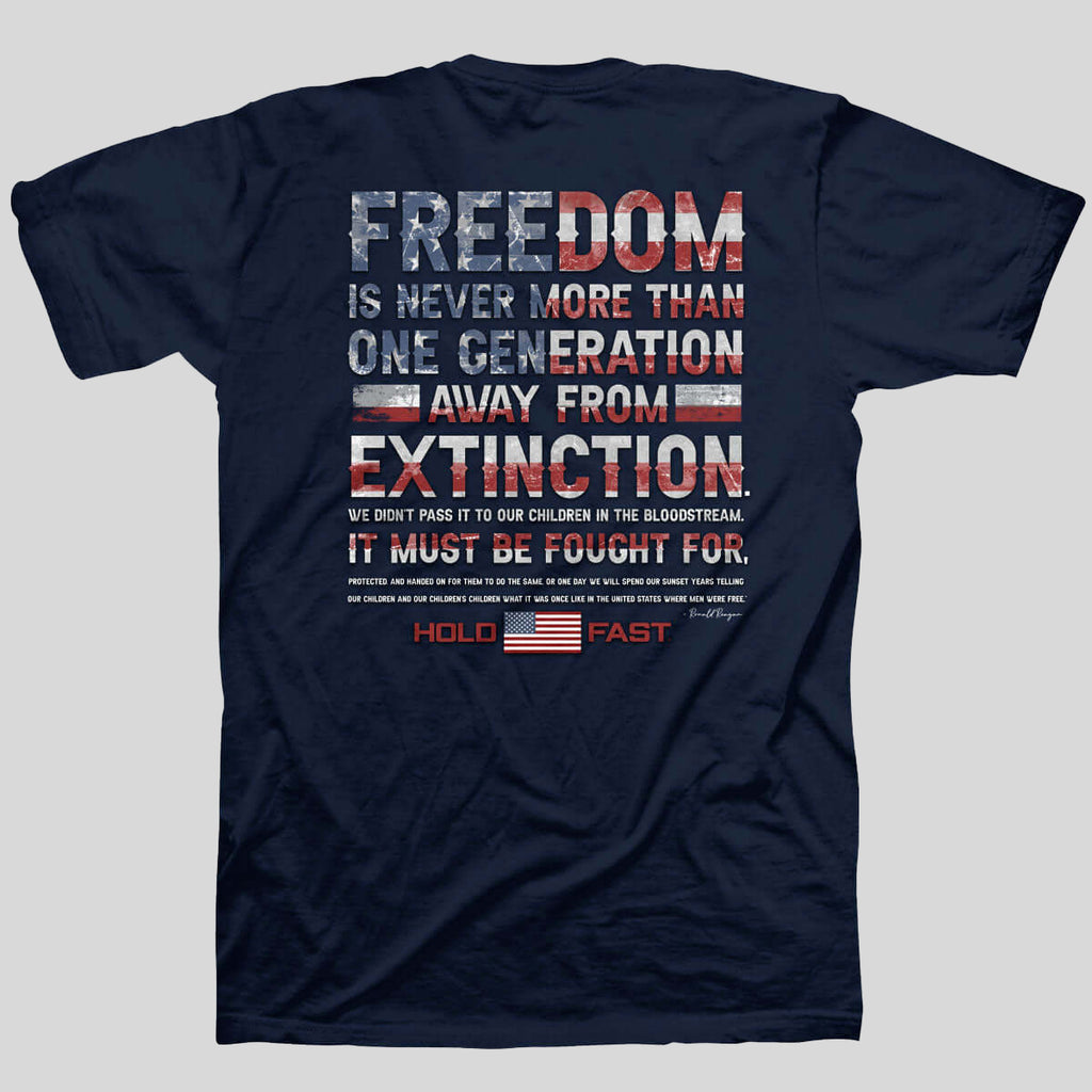 HOLD FAST Mens T-Shirt Ronald Reagan One Generation Quote
