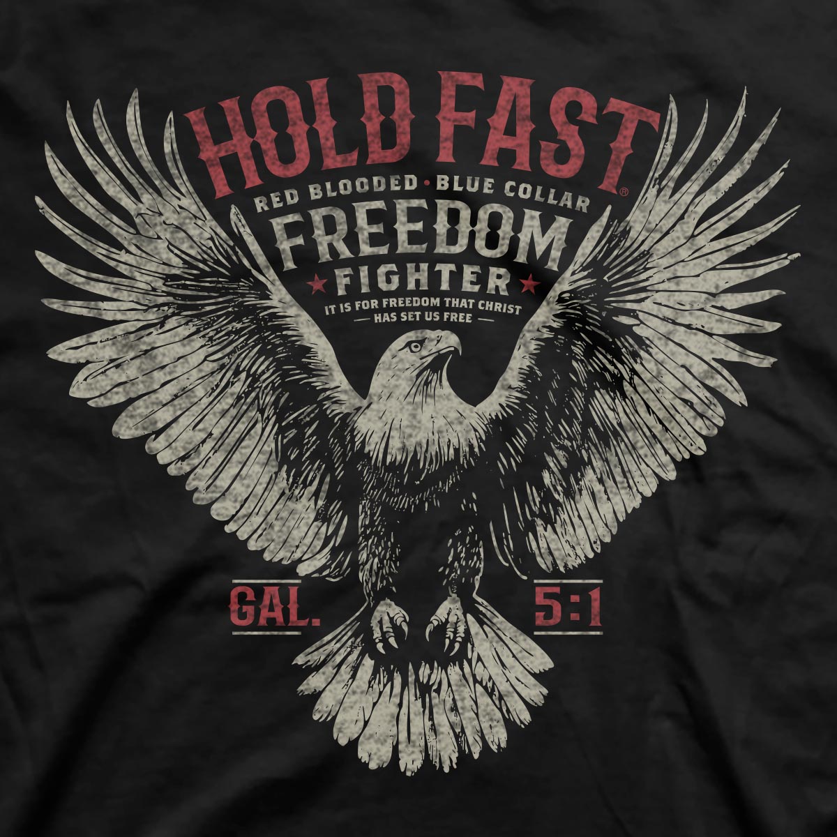 HOLD FAST Mens T-Shirt Freedom Fighter Eagle Secondary image