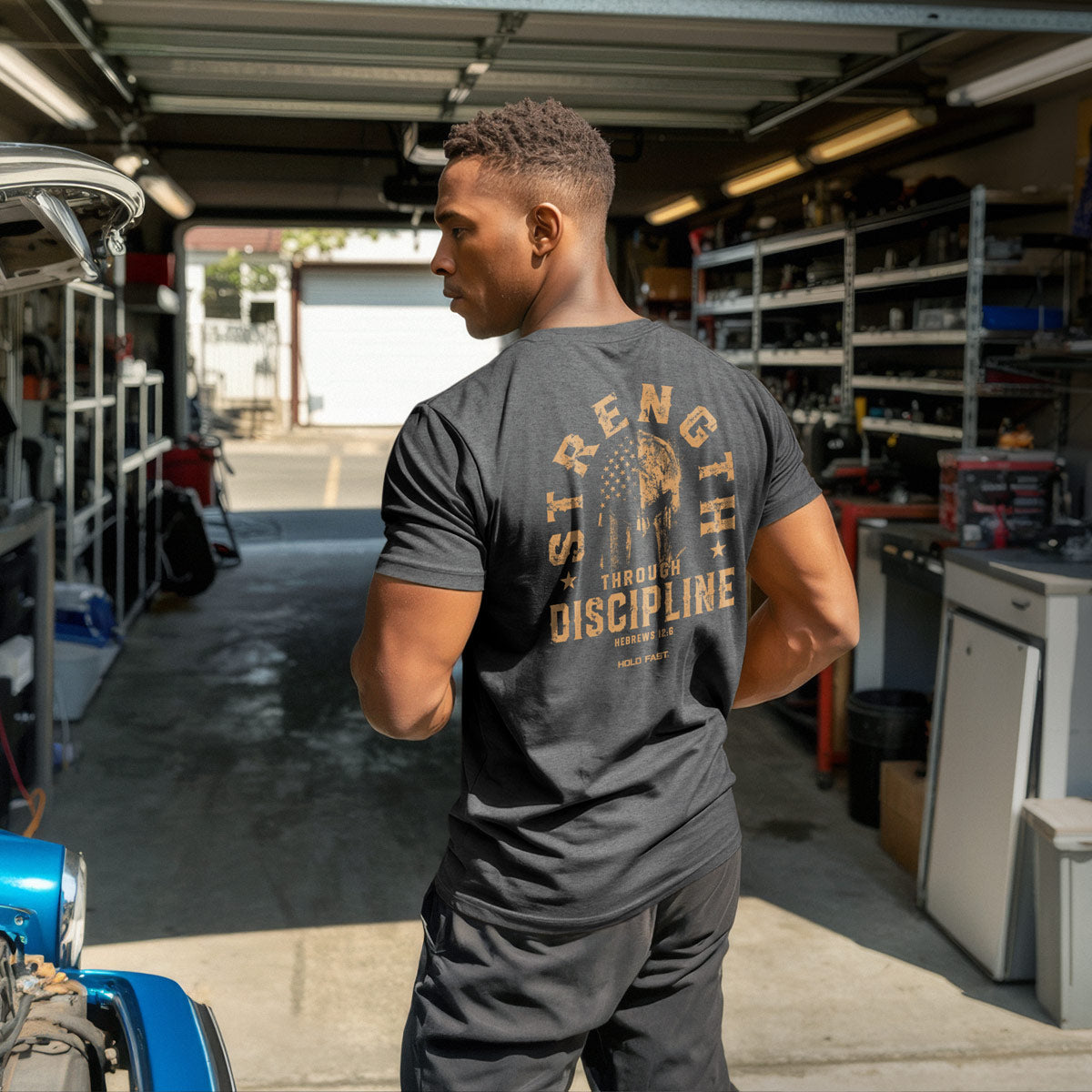 HOLD FAST Mens T-Shirt Strength Through Discipline