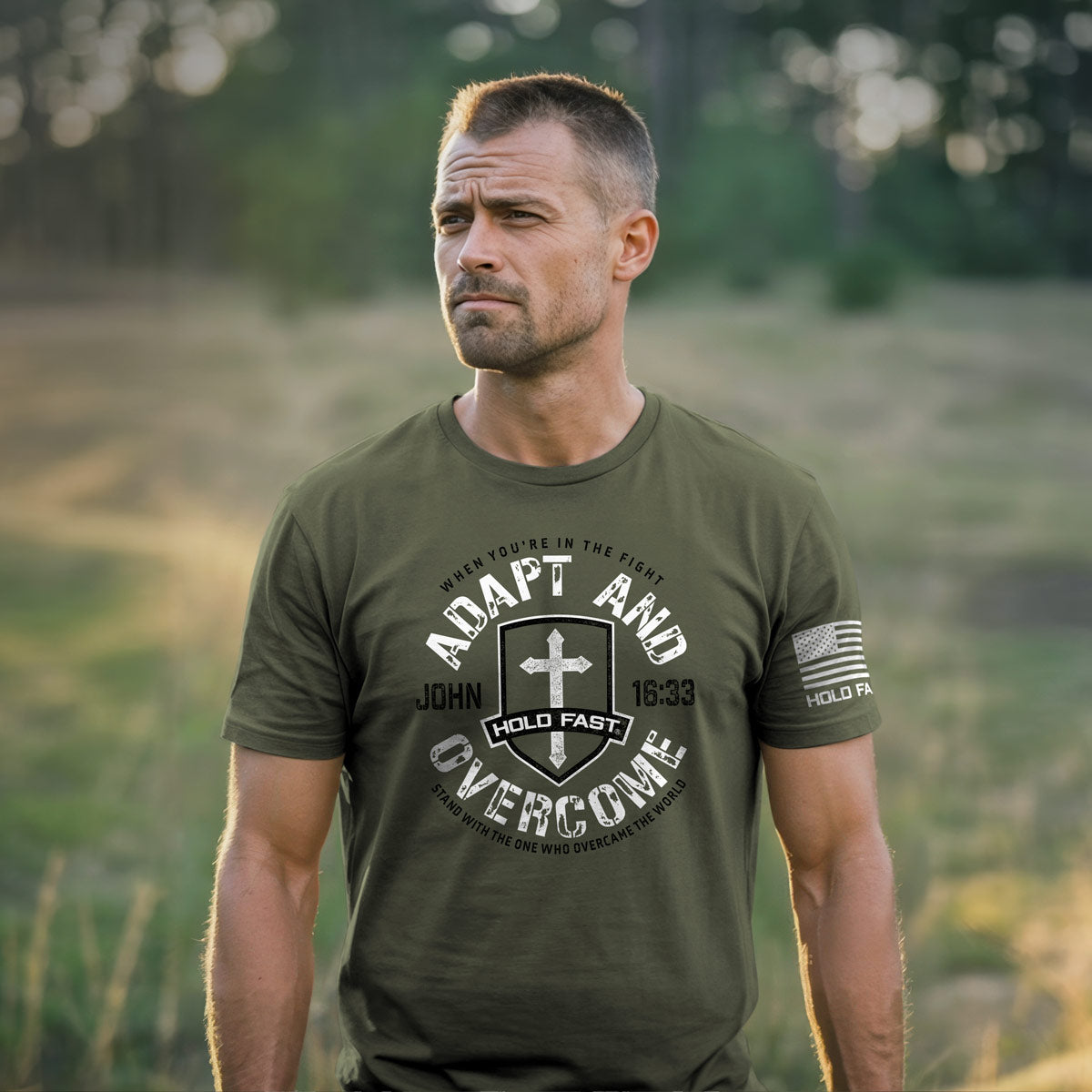 HOLD FAST Mens T-Shirt Adapt And Overcome