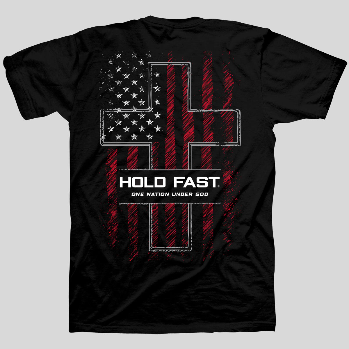 HOLD FAST Mens T-Shirt One Nation Sketch Flag