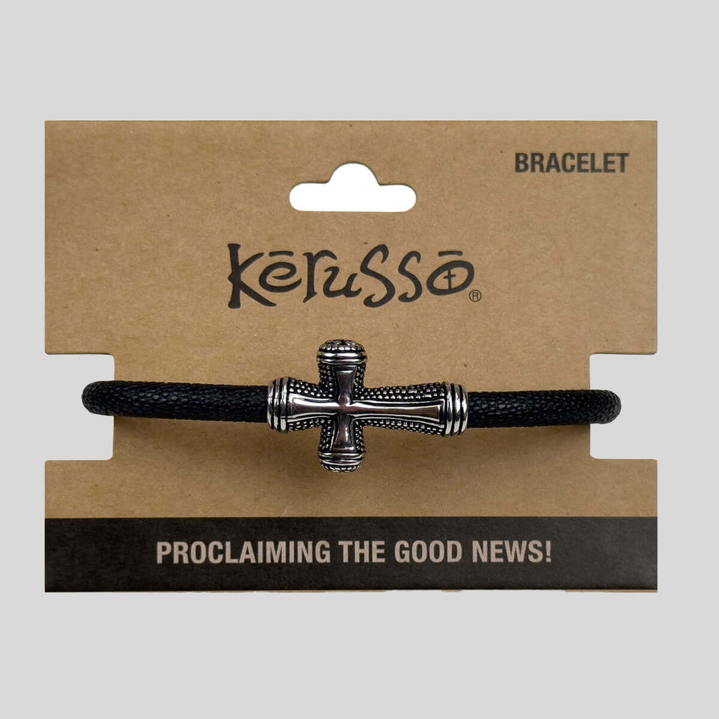 Kerusso Mens Bracelet Textured Cross