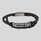 Kerusso Mens Bracelet Cross Bead Leather