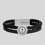 Kerusso Mens Bracelet Crown Cross Braided Metal